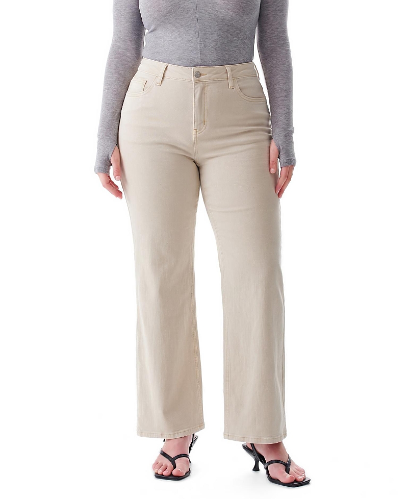 Bayeas Plus Mid Rise Wide Leg Denim Jeans Stretch Comfortable In Voida