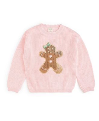 Girls' Gingerbread Sequin Patch Christmas Sweater - Baby, Little Kid