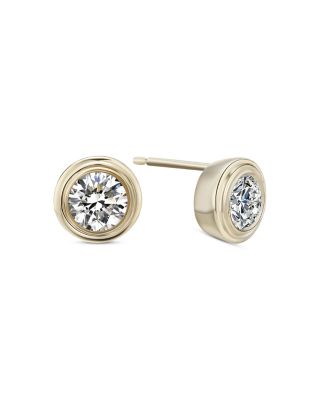 10K Yellow Gold Lab Grown Diamond April Birthstone Bezel Stud Earrings