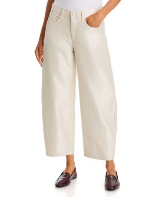 Brennan High Rise Barrel Jeans in Metallic Champagne