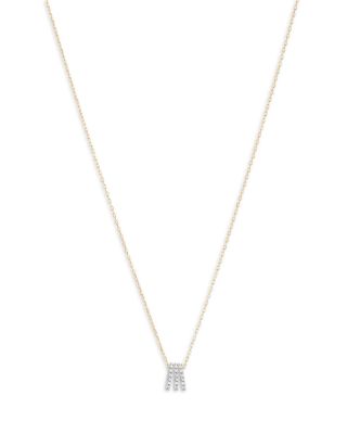 14K Two Tone Gold Diamond Pendant Necklace, 0.05 tcw