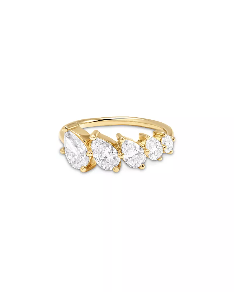 Adina Reyter 14K Yellow Gold Graduated Pear Shaped Lab Grown Diamond Ring