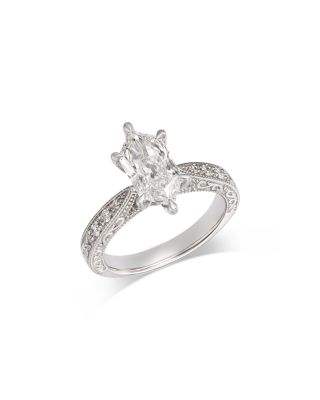 Bloomingdale's Fine Collection Luxe Collection Certified Lab Grown Diamond Marquise Cut Milgrain Engagement Ring in 18K White Gold, 2.1 tcw