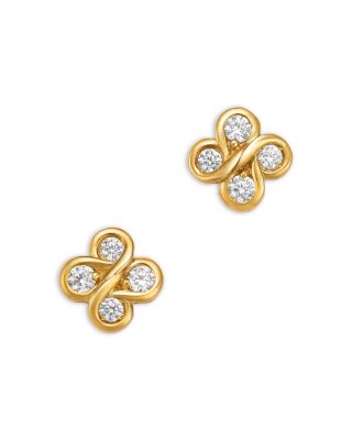 Bloomingdale's Fine Collection Diamond Clover Studs in 14K Yellow Gold, 0.25 tcw