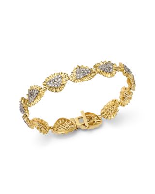 Bloomingdale's Fine Collection Diamond Pave Textured Bracelet in 14K Yellow Gold, 2.50 tcw
