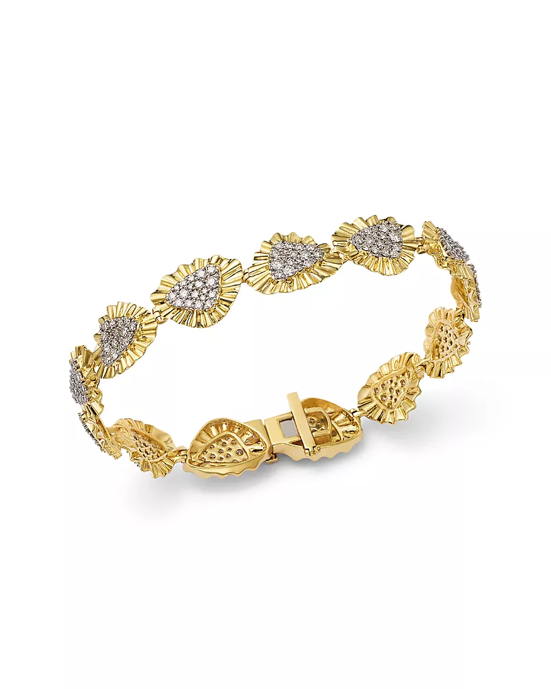 Bloomingdale's Fine Collection Diamond Pave Textured Bracelet in 14K Yellow Gold, 2.50 tcw
