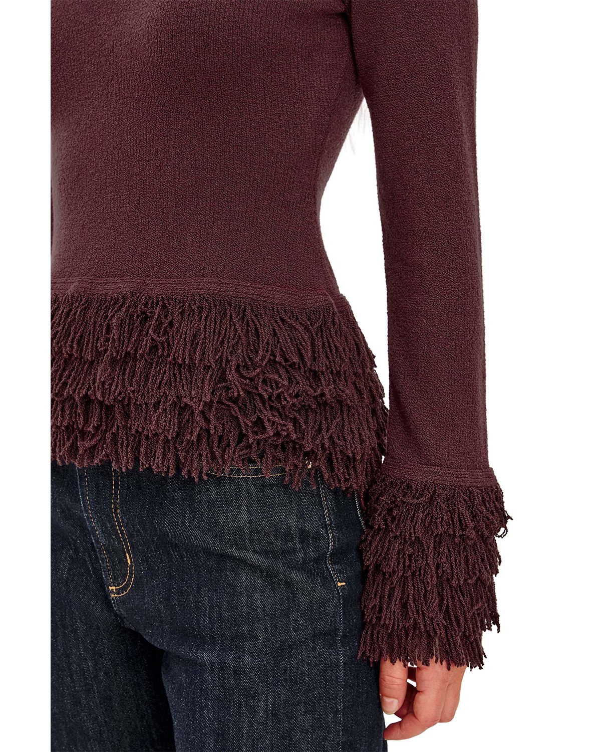 Carmen Fringe Crewneck Top thumbnail 4