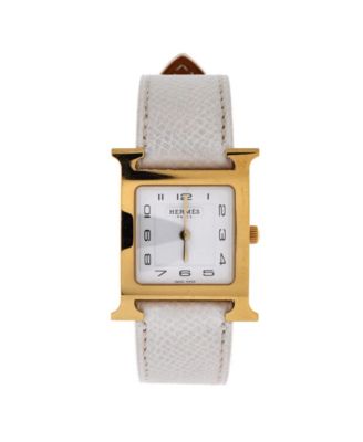 Heure H Quartz Watch in Plated Metal and Leather 26mm