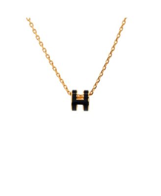 Mini Pop H Pendant Chain Necklace Metal and Enamel, 16"