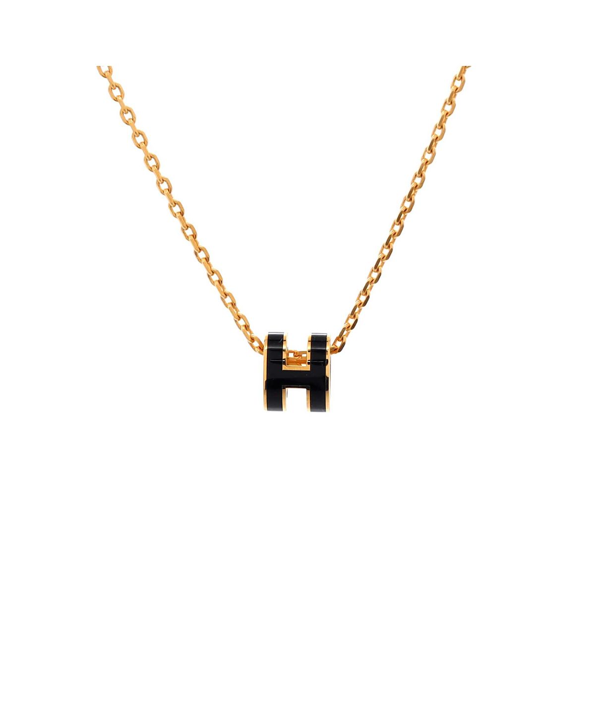 Pre-Owned HERMES Mini Pop H Pendant Chain Necklace Metal and Enamel