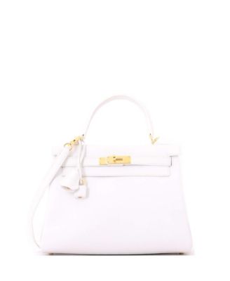 Kelly 28 Handbag White Evercolor with Gold Hardware