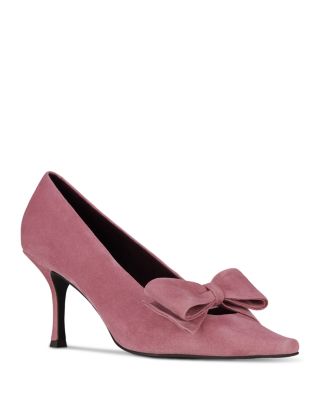 Women's Suede Mid Heel Bow Pumps