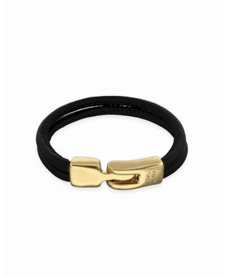  Black Leather Bracelet with Gold Closure