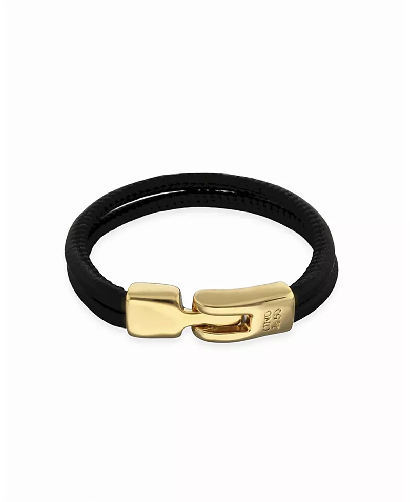 UNOde50 Black Leather Bracelet with Gold Closure