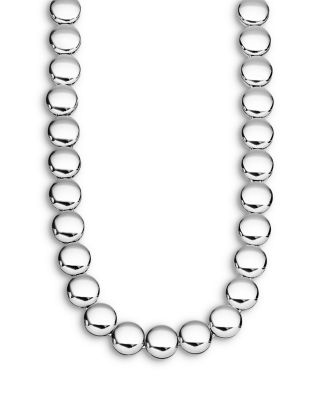 Sterling Silver Caviar Bubbly Disc Collar Necklace, 16"