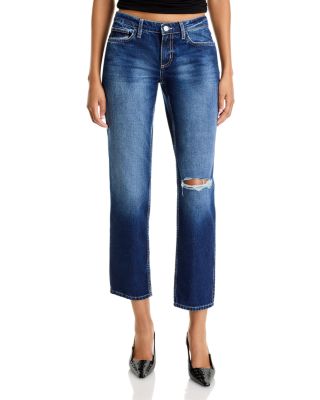 Nevia Low Rise Cropped Slouch Straight Jeans in Royce Destruct