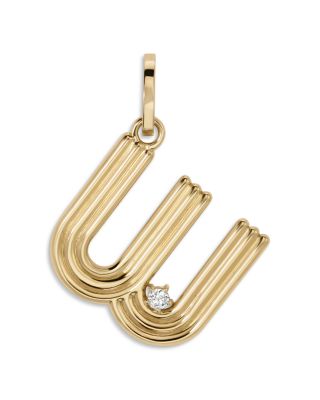 14K Yellow Gold Groovy Diamond Initial Charm