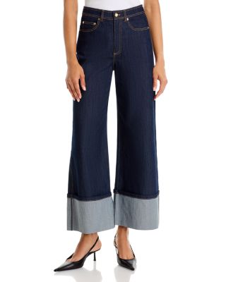 Cuffed Betsy High Rise Wide Leg Jeans in Indigo