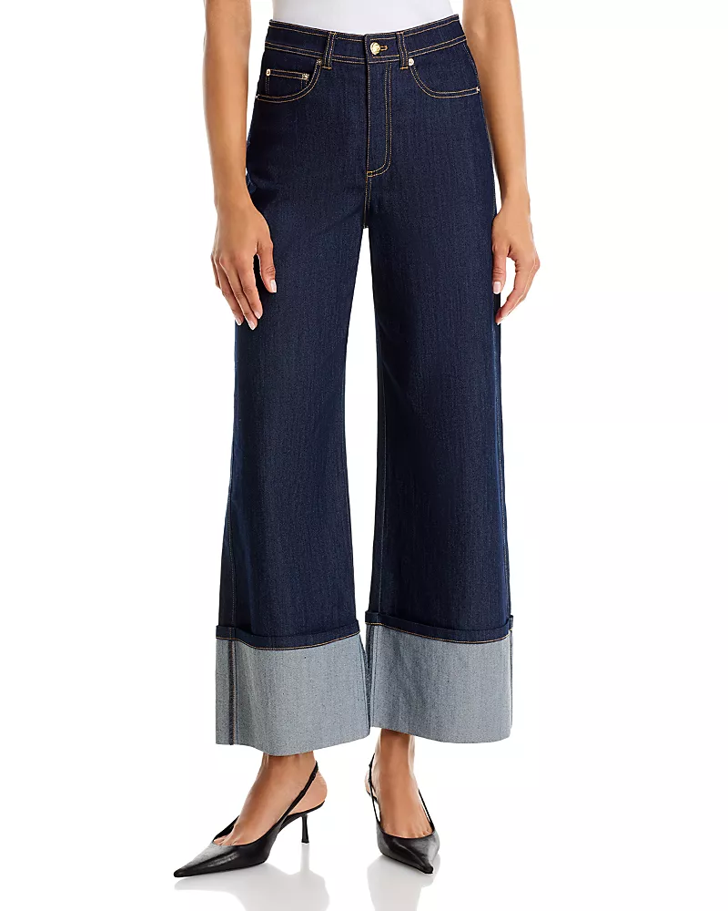 Cinq a Sept Cuffed Betsy High Rise Wide Leg Jeans in Indigo