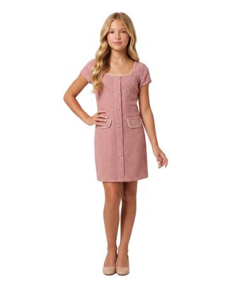 Girls' Short Sleeve Stretch Boucle Dress - Big Kid