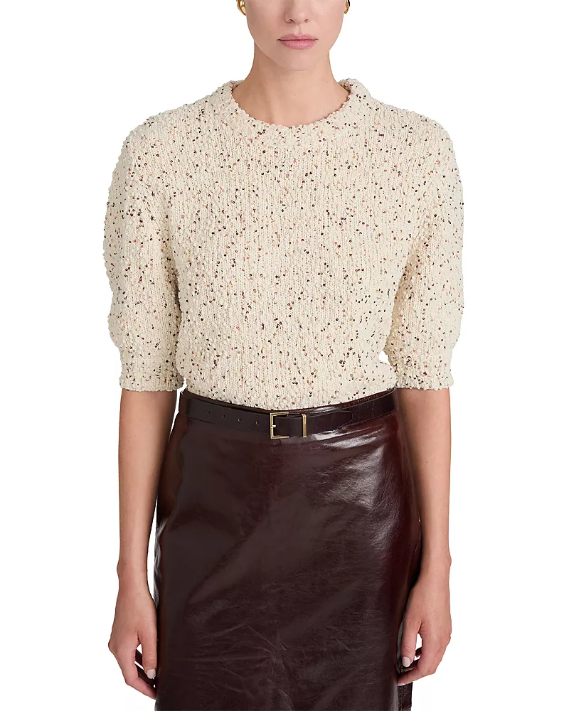 Frame The Confetti Crewneck Puff Sleeve Sweater