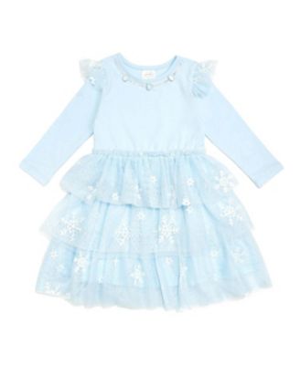 Girls' Glitter Snowflake Long Sleeve Tutu Dress - Baby, Little Kid, Big Kid