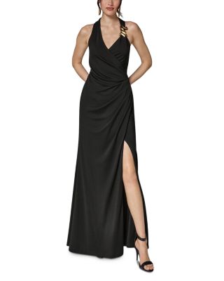Draped Halter Neck Maxi Dress