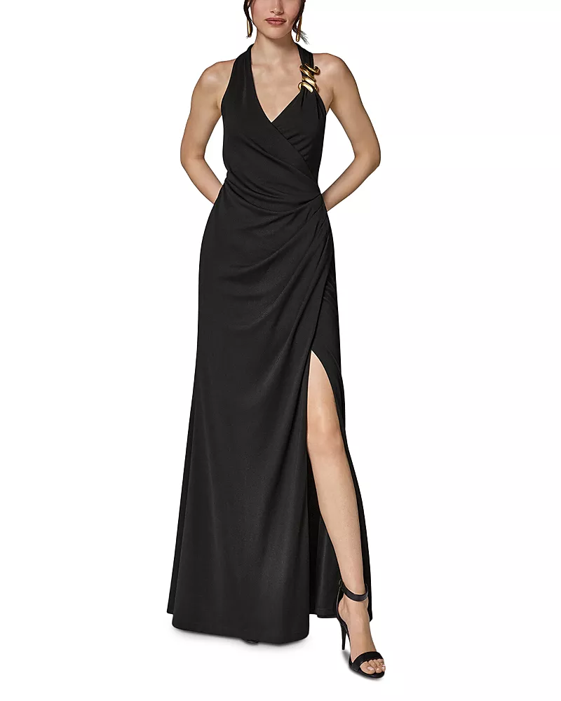 Donna Karan New York Draped Halter Neck Maxi Dress