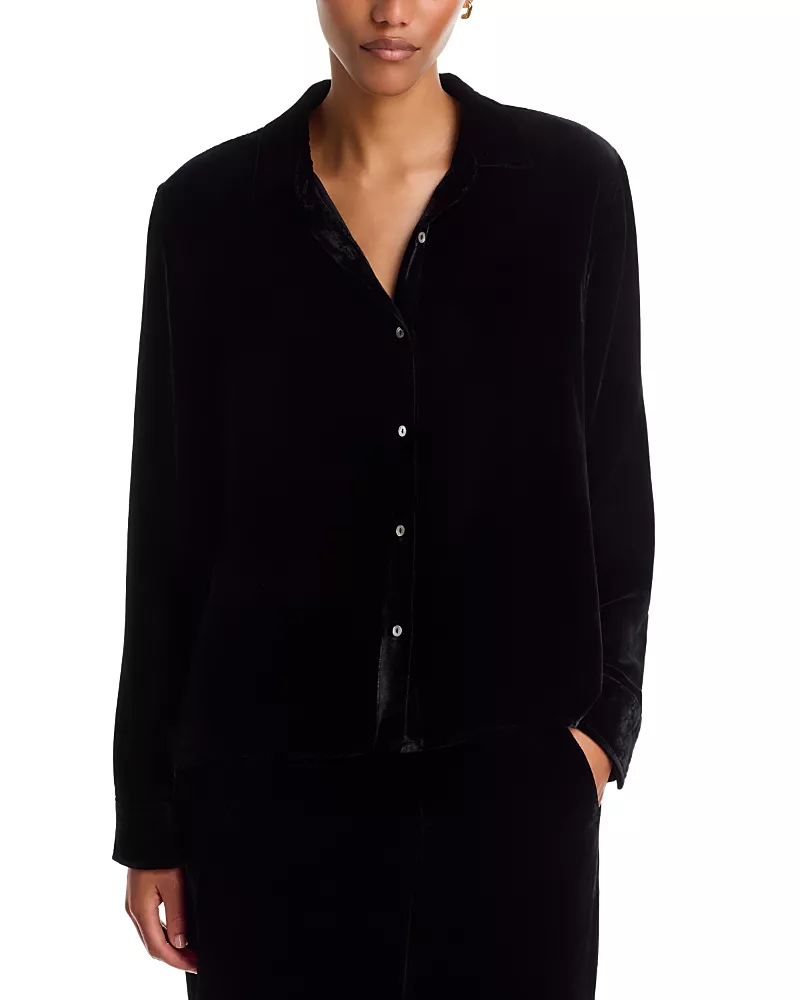 Velvet by Graham & Spencer Iliana Collared Velvet Blouse