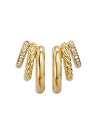 DY Mercer&reg; Multi Row Earrings in 18K Yellow Gold with Diamonds, 18mm