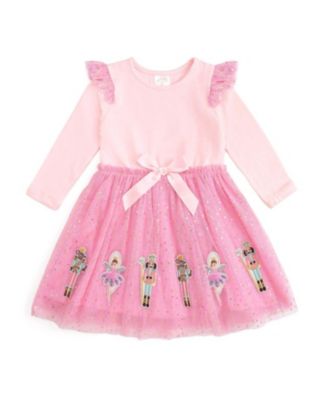 Girls' Nutcracker Applique Christmas Long Sleeve Dress - Baby, Little Kid, Big Kid