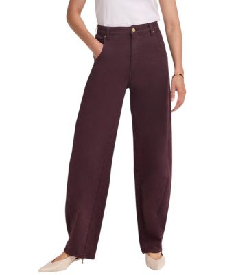Women's Ultimate Full-Length Tapered Leg Barrel Jeans in Burgundy