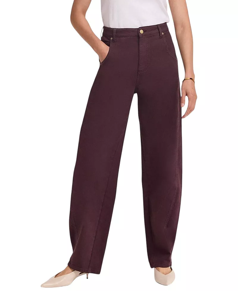Mint Velvet Women's Ultimate Full-Length Tapered Leg Barrel Jeans in Burgundy