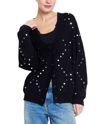 Central Park West Women's Felix Long Studded Cardigan In Black