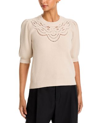 Crochet Yoke Crewneck Sweater