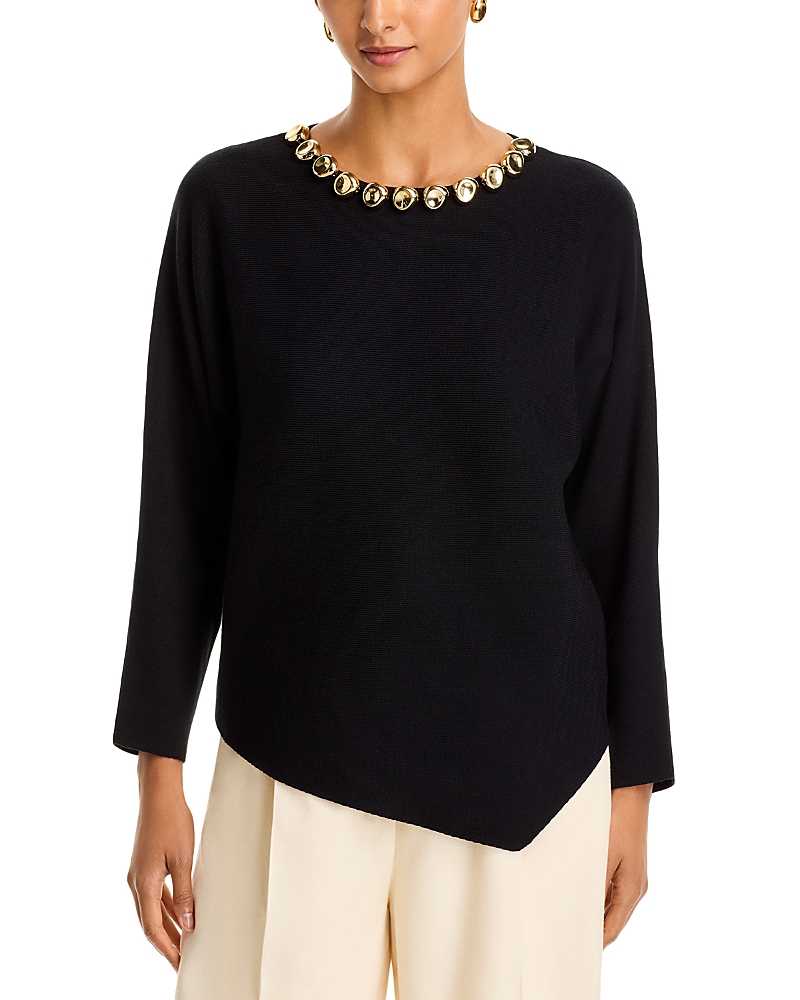 Sioni Shine Embellished Crewneck Sweater In Black