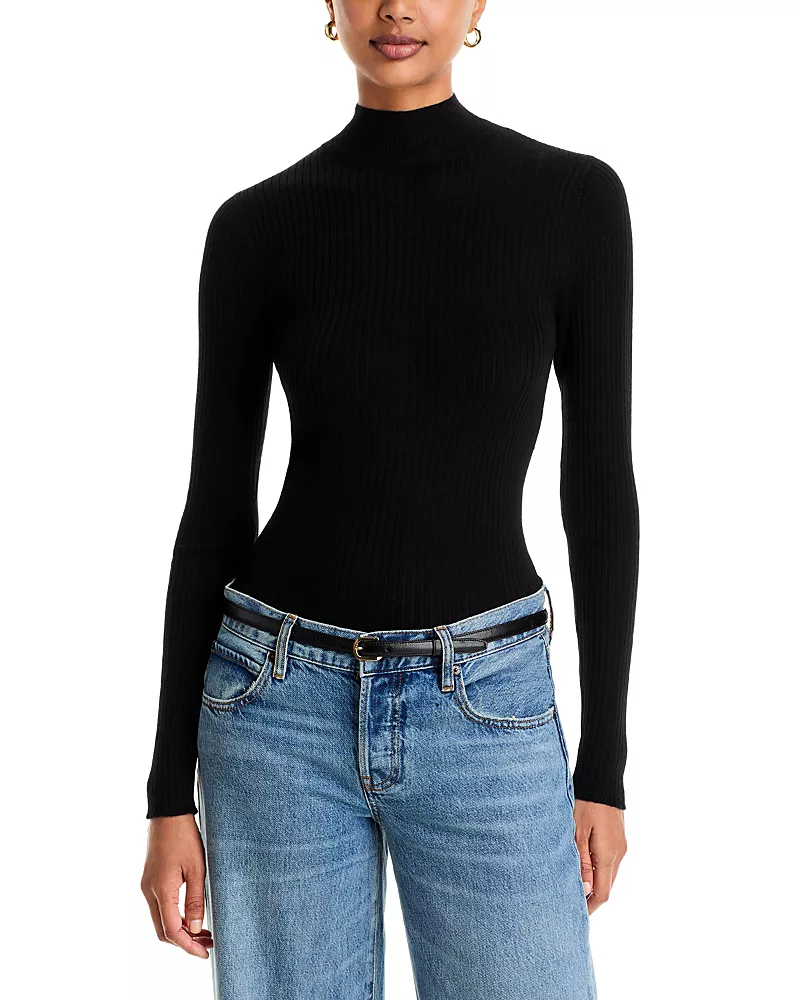 Majestic Filatures Merino Wool Rib Knit Turtleneck Sweater