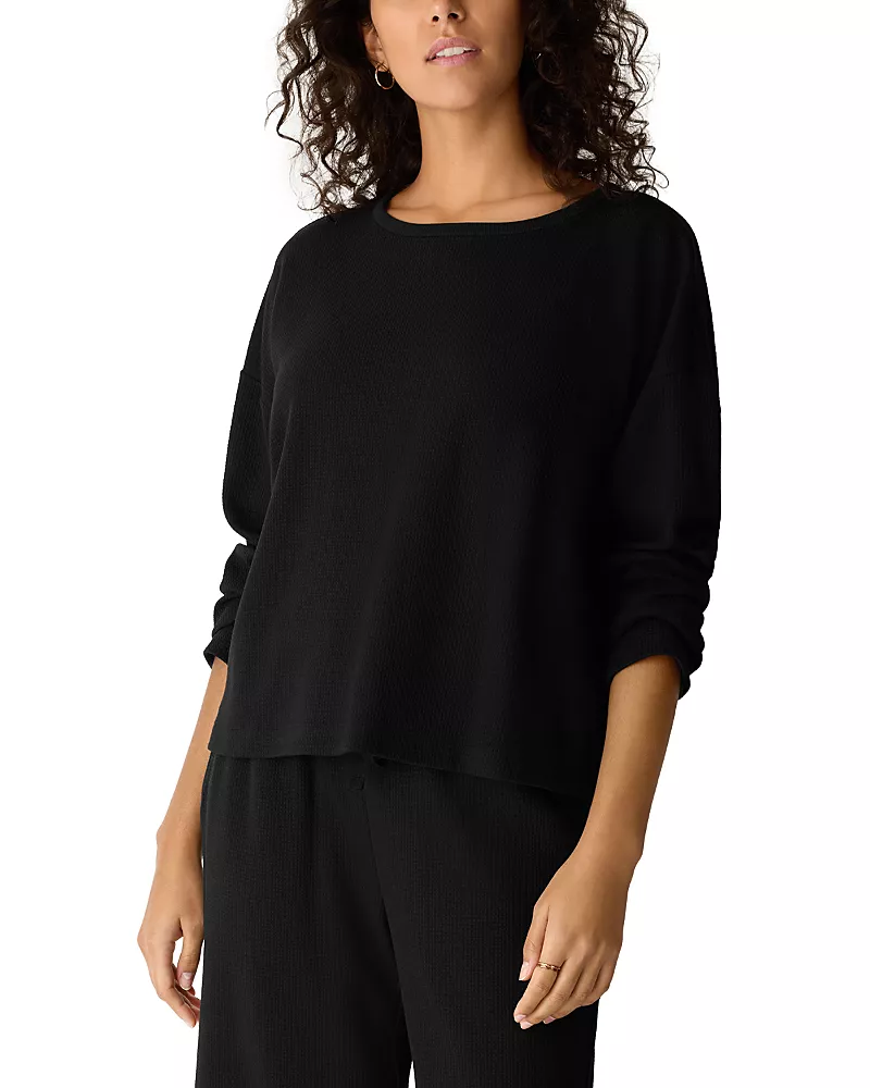 Eileen Fisher Waffle Knit Long Sleeve Boxy Top