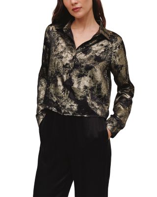 Metallic Cropped Button Up Shirt