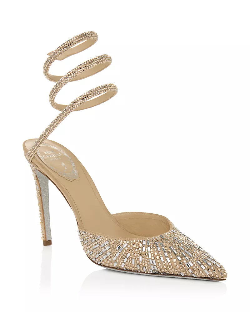 Rene Caovilla Women's Embellished Stiletto Ankle Wrap Pumps