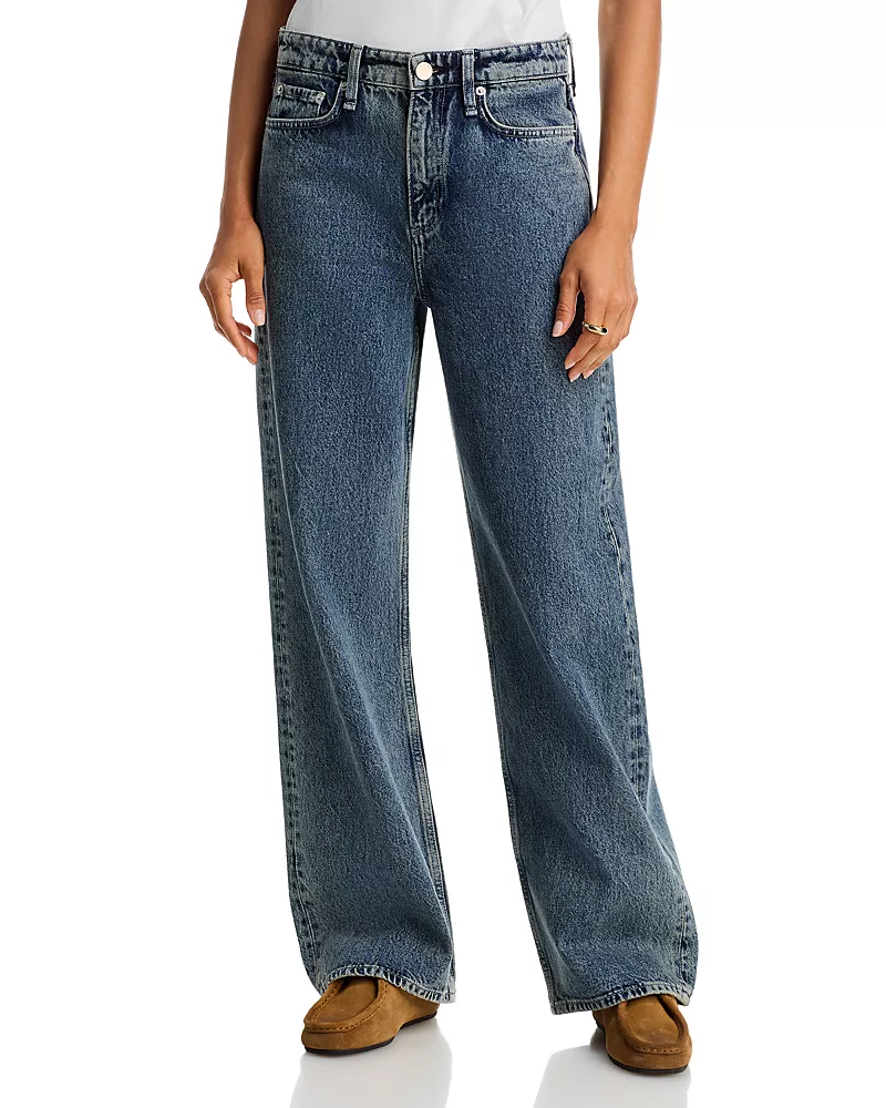 rag & bone Logan Cotton High Rise Wide Leg Jeans in Kingston