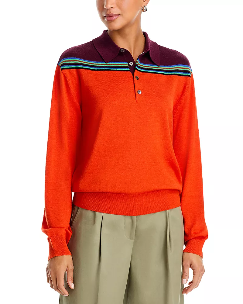 Christopher John Rogers Merino Wool & Silk Polo Sweater