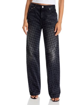 Halftone Wiggle Dot Straight Leg Jeans in Black