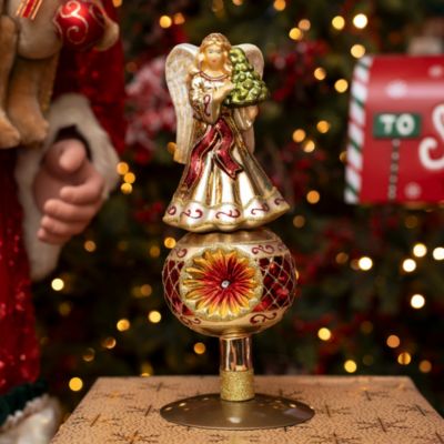Angel with Red Sash Glass Tree Topper