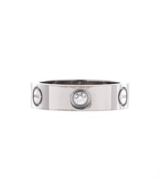  Love 3 Diamonds Band Ring 18K White Gold with Diamond
