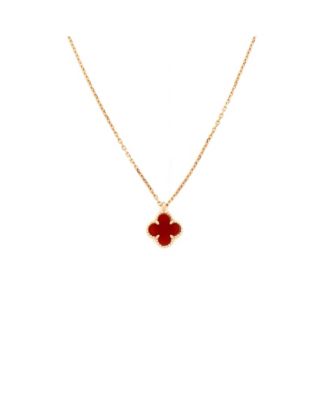  Sweet Alhambra Pendant Necklace 18K Rose Gold and Carnelian, 17.75"
