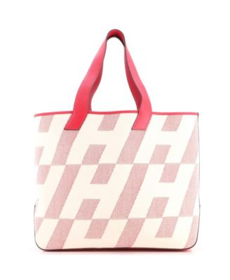 40 Cabas H en Biais Tote Canvas with Leather