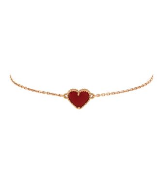  Sweet Alhambra Heart Bracelet 18K Rose Gold with Carnelian