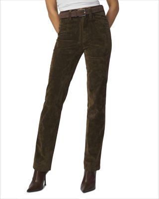 The Margot Slim Faux Suede Jeans in Olive
