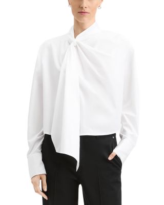Delphine Cotton Poplin Scarf Neck Top